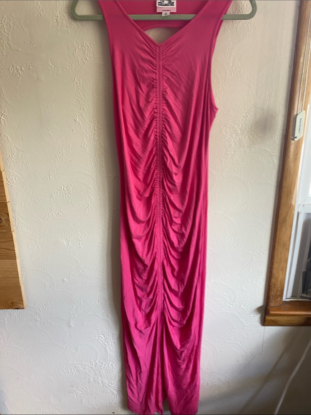 Ruched Tank Maxi Dress in Hot Pink - Unbranded